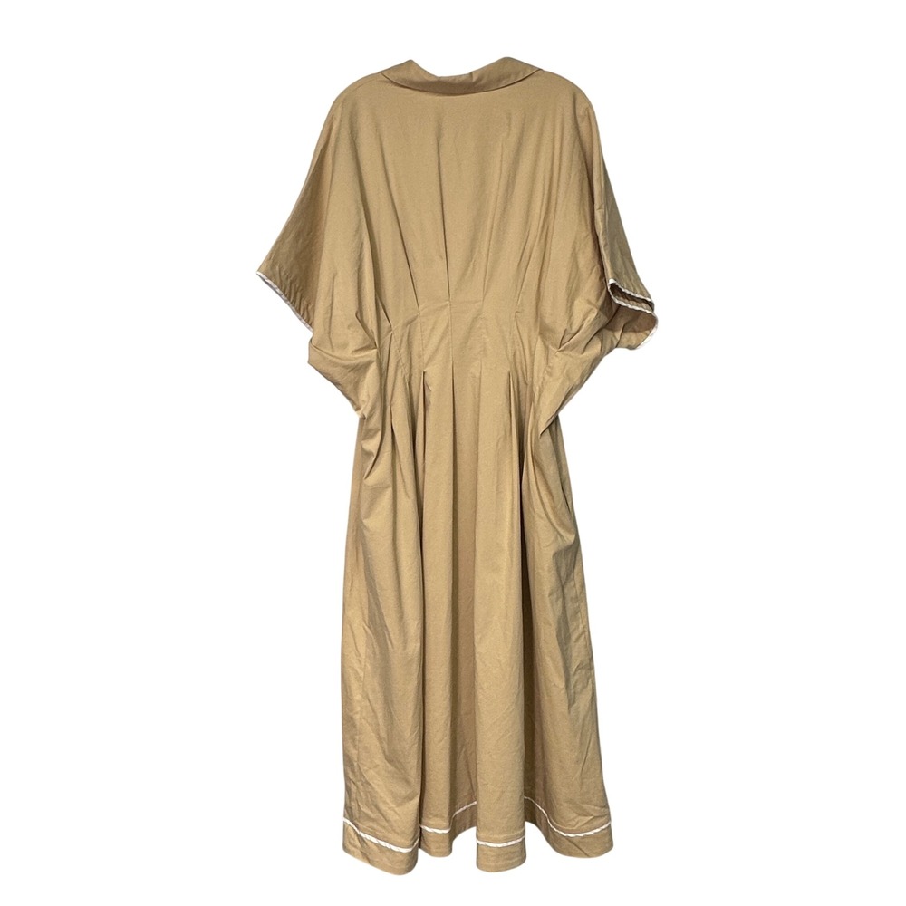Exquise Anthropologie Tobie Janie Beige Cotton Midi Shirt Dress Plus Size 2X - Picture 2 of 9